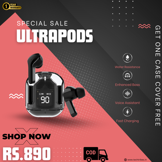 TWS Ultra Pods - Transparent Design Ear Buds with Noise Cancelling - Tech Tribes